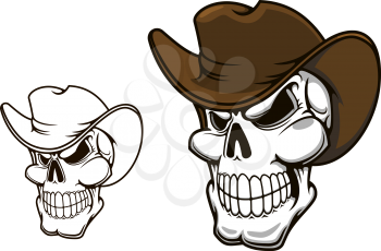 Cowboy skull in hat for mascot or tattoo design