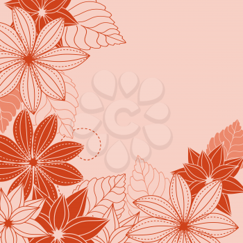 Abstract floral background with red and pink flowers