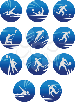Sport icons set with sportsmens for any competition or championship design