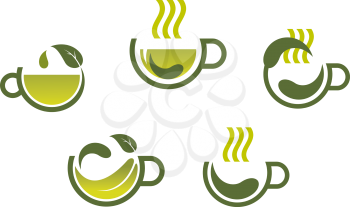 Herbal tea symbols isolated on white background for beverage product design
