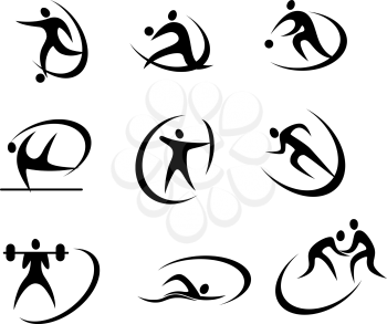 Different kinds of sports symbols for competition and tournament design