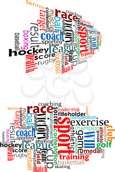 Sport tag cloud for web design, fitness, healthy lifestyle or another design