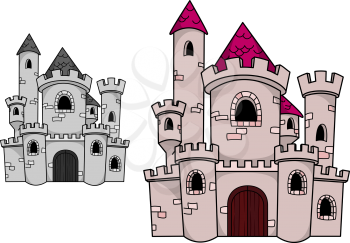 Medieval castle with towers for fairytale design