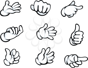 Set of hand gestures in cartoon style for comics design