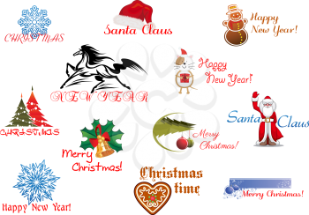 Symbols of Christmas and New Year for holiday design