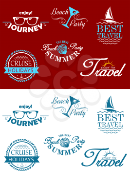 Travel headers and tags set for tourism or vacation design