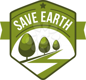 Earth day world green environment event icon for nature and planet conservation. Vector symbol of green trees for global earth environmental pollution protection on 22 April flat design template