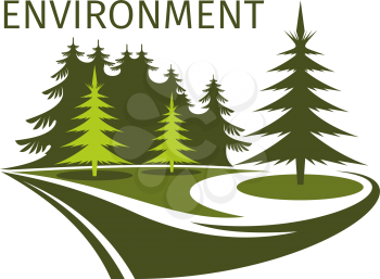 Green environment and nature environment icon of forest trees or urban parkland for landscaping designing. Vector flat park trees design for outdoor ecology gardening and horticulture association