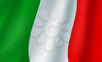 Flag of Italy realistic 3d illustration. Italian Republic national symbol, green white and red tricolor fluttering in the wind. European country banner for travel, culture or history design