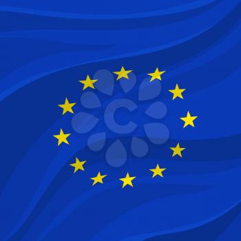 European Union flag symbol with circle of yellow stars on blue field. Official banner of Europe and EU countries icon for travel, patriotism and government concept design