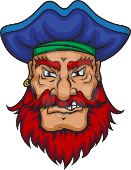 Old pirate captain in cartoon mascot style isolated on white background