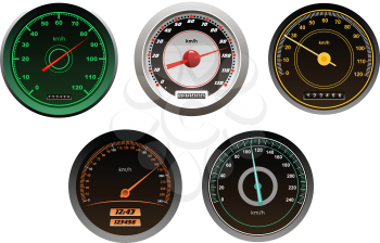 Racing cars speedometers set isolated on white background for sports design
