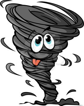 Funny hurricane in cartoon style for mascot or weather design
