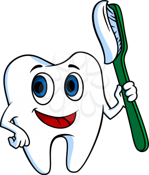 White tooth with tooth-brush for hygiene concept