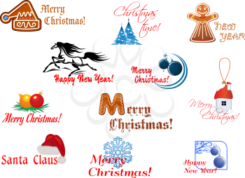 Winter holidays symbols for Christmas and New Year design