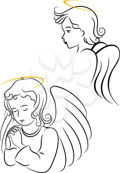 Winged angels for religious and christianity symbols design
