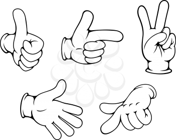 Set of positive hands gestures in cartoon style