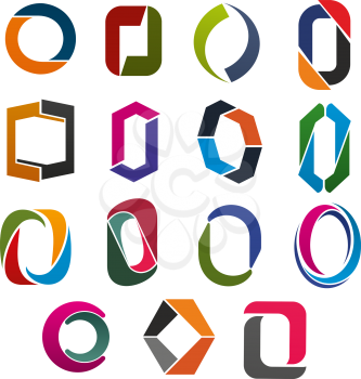 O capital letter icon of abstract corporate identity font. Green, red and orange lines in shape of alphabet symbol for business branding, creative emblem and card design