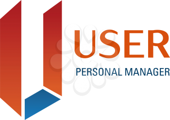 User personal manager vector icon isolated on a white background. Creative badge in orange and blue colors, concept of personal assistant or secretary assistant or office manager