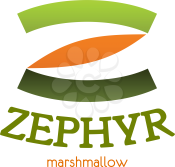 Letter Z icon for zephyr marshmallow sweets or candy package design. Vector line symbol of letter Z for dessert shop or pastry and cafeteria or patisserie store, bakery or premium cafe and coffeeshop