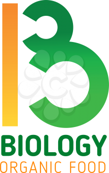 Letter B icon for organic food production or trade company corporate identity design. Vector green biology circles symbol of letter B for vegan and vegetarian nutrition industry or farm market