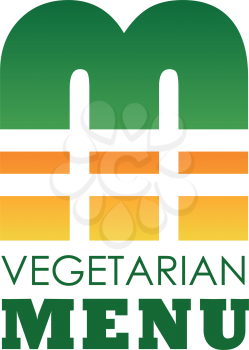 Letter M icon for vegetarian restaurant menu design or vegan cafe bistro sign. Vector veggie burger symbol in letter M for farm fresh and organic food production or healthy nutrition company