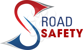 Letter S icon for road safety and highway repair global alliance or transportation construction company. Vector rout line symbol of letter S for roadway tunnel and transport roads building