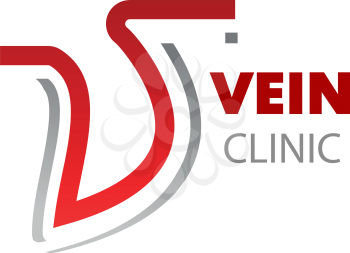 Vein clinic vector icon isolated on a white background. Concept of hospital assistance, vein and heart, cardiology problems. Concept of medicine and healthcare, lifesaving and aid