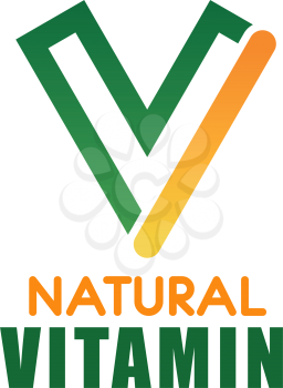 Letter V icon for natural vitamin brand or dietary nutrition supplement and food or drink production company. Vector green eco symbol of letter V for vegetarian restaurant or vegan cafe design
