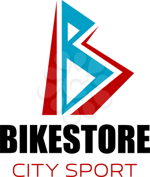 Bike store city sport vector icon isolated on a white background. Badge for bicycle sport market. Concept of transportation and bike like a hobby or professional sport