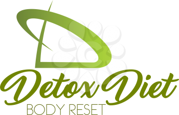 Vector sign concept of detox diet and body reset. Vector icon for body care program isolated on a white background. Badge in green color for diet menu or natural products or fitness club