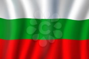 Flag of Bulgaria three equal-sized horizontal bands of white, green, and red. Vector tricolor waving banner, national flag of Republic of Bulgaria, country patriotic symbol