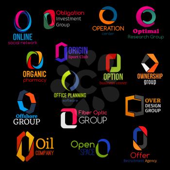 O icons, corporate identity letter signs and business company symbols. Vector O, social network app or commercial investment group and organic pharmacy, design studio or recruitment agency