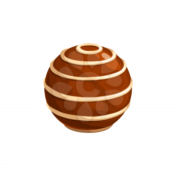Chocolate candy, sweet dessert or truffle praline confection, vector isolated icon. Chocolate box candies variety, dark or milk chocolate ball with caramel glaze, sweet food and confectionery dessert