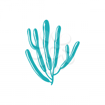 Soft tip bubble coral isolated corals reef plant. Vector blue bubble-tip anemone, underwater soft coral aquariums and tanks decoration. Vector finger coral with sharp branches, exotic seabed flora