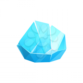 Ice crystal or iceberg rock, frozen glass and snow, vector icon. Glacier of cold blue frost or frozen water icicle piece of cube or block, ice crystal gem, isolated glacial icy quartz jewel