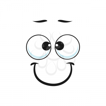 Emoji shy expression isolated kind emoticon with rolled together eyes. Vector funny easygoing emoji with sincere smile, amiable pleasant manner smiley. Good-tempered or well-natured face expression