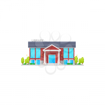 Library house city public establishment isolated facade exterior cartoon icon. Vector lyceum with reading-room. Books house, athenaeum or atheneum, study and education house, contemporary library