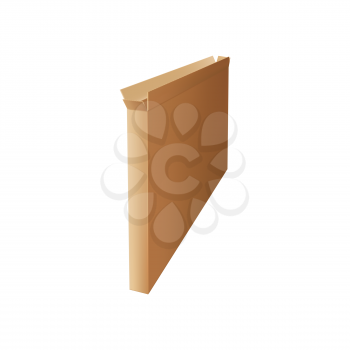 Carton box TV packaging isolated package mockup. Vector narrow packaging cardboard to store thin objects, long open pack. Rectangle tall empty box, shipping and delivery transportation container