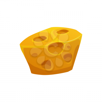 Emmentaler or Emmenthal with holes, Italian and French appetizer isolated cartoon icon. Vector organic healthy product of cows milk, parmesan maasdam or gouda, dairy food, cooking ingredient