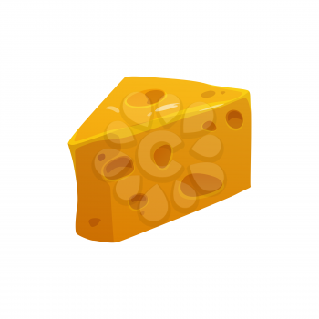 Emmentaler or Emmenthal organic healthy product of cows milk isolated cartoon icon. Vector healthy grocery food of french or italian cuisine, dietary organic eating, Swiss Emmental cheese with holes