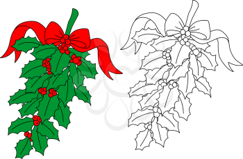 Royalty Free Clipart Image of Two Holly Branches