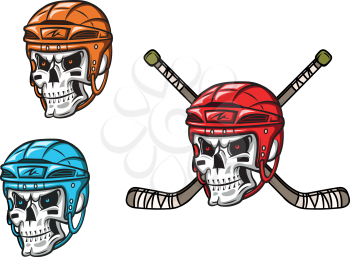 Royalty Free Clipart Image of Skull Ice Hockey Helmets
