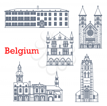 Luxembourg landmarks, architecture buildings, vector Luxemburg travel sightseeing. Grand Duchy of Luxembourg, city hall Stadhaus, Saint Walpurga or Walburga church and Saint Michael Mechelskierch