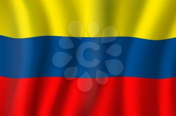 Colombia national flag, 3D realistic wavy banner. Vector Colombia national flag of South America country, Independence Day and travel symbol of yellow, blue and red stripes background