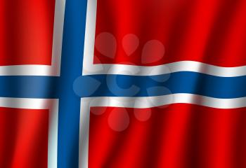 Norway flag, 3D realistic wavy banner. Vector Norwegian national flag of Scandinavia, European Union and Schengen country, Independence and Constitution Day symbol