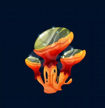 Fantasy magic jelly mushroom with toxic poisonous cap, vector cartoon icon. Toxic toadstool, amanita or shroom, hallucinogenic fungi with poison jelly cap