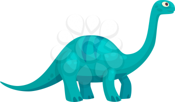 Brontosaurus isolated cartoon tyrannosaurus. Vector blue childish dino, dinosaur animal