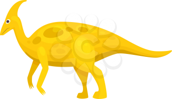 Parasaurolophus ornithopod dinosaur isolated yellow prehistoric animal. Vector cartoon dino, walkeri