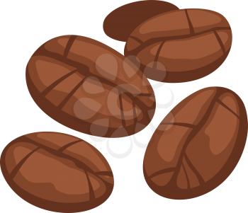 Roasted coffee seeds isolated aromatic brown beans. Vector aromatic grains, espresso ingredients